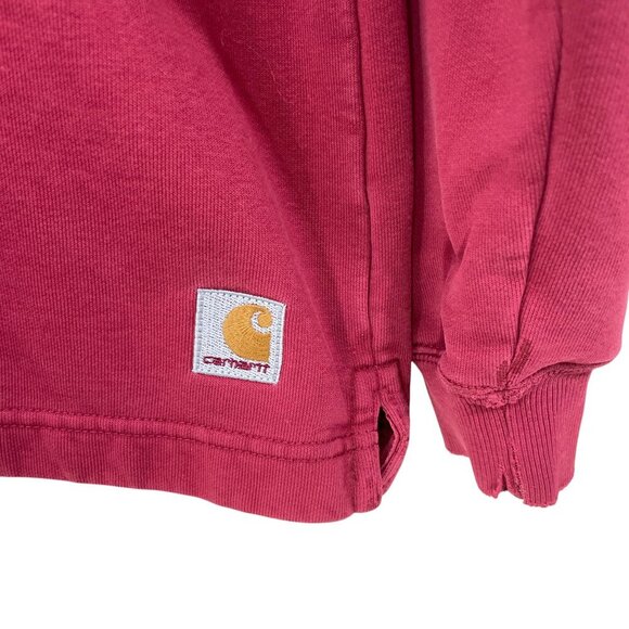 Carhartt Sweatshirt 1/4 Zip Embroidered Logo Large Work Distressed Pullover Mock - Picture 5 of 7